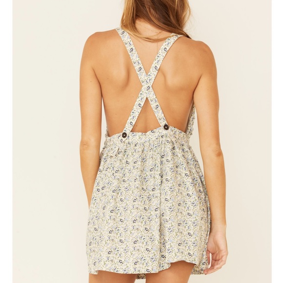 Free People Petunia Cotton Cris Cross Back Mini Dress NWT - Picture 4 of 9